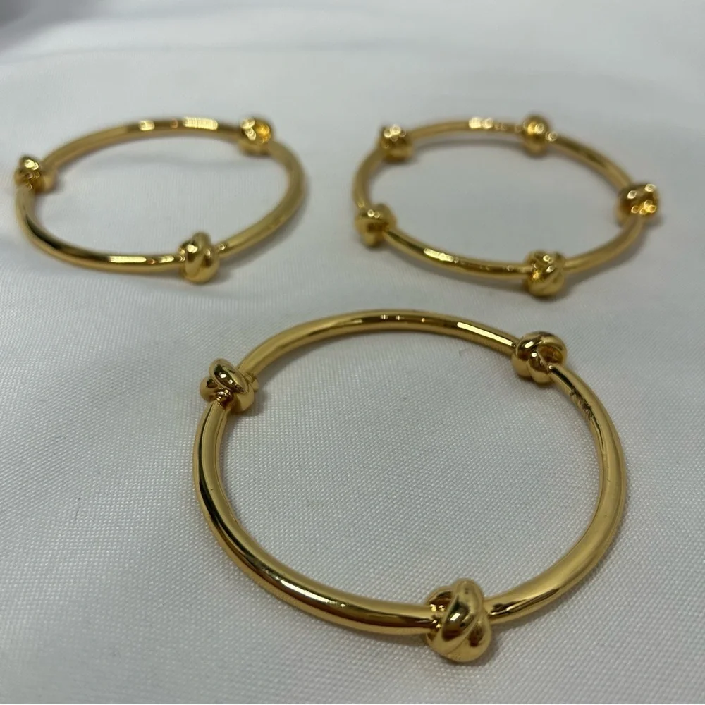 3 Gold Bangle Bracelets Knots Metal Women’s Jewelry
